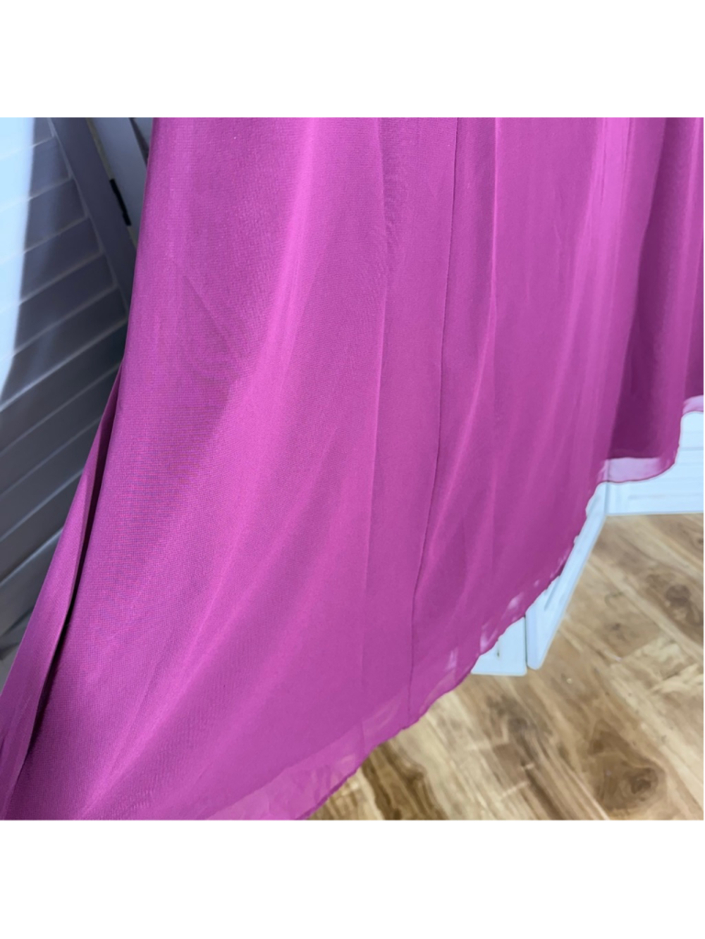 Vintage Y2K Alfred Angelo skirt chiffon burgundy maxi full swing elastic waist S - Picture 10 of 10